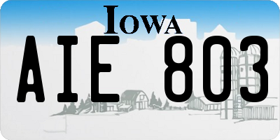IA license plate AIE803