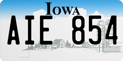 IA license plate AIE854