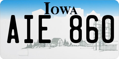 IA license plate AIE860