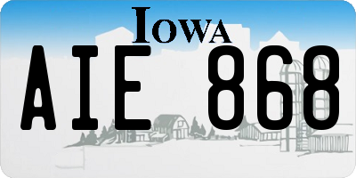 IA license plate AIE868