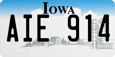 IA license plate AIE914
