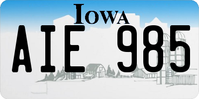 IA license plate AIE985