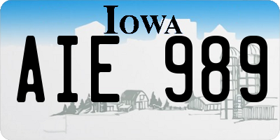 IA license plate AIE989