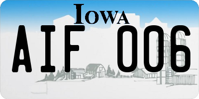IA license plate AIF006