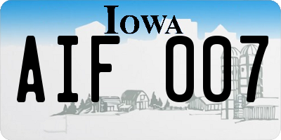 IA license plate AIF007