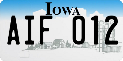IA license plate AIF012