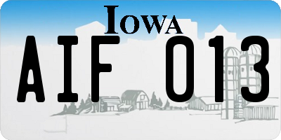 IA license plate AIF013