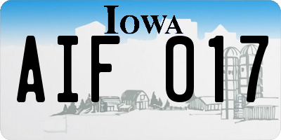 IA license plate AIF017