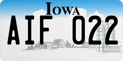 IA license plate AIF022