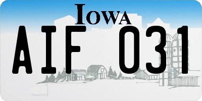 IA license plate AIF031