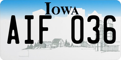 IA license plate AIF036