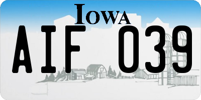 IA license plate AIF039