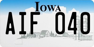 IA license plate AIF040