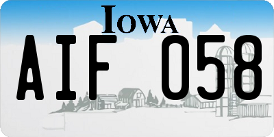 IA license plate AIF058