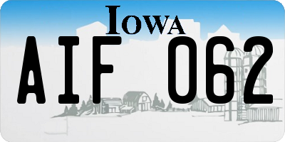IA license plate AIF062