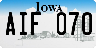 IA license plate AIF070