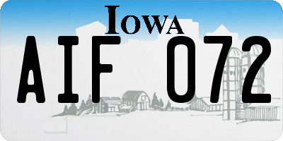IA license plate AIF072