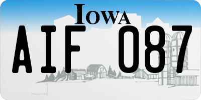 IA license plate AIF087