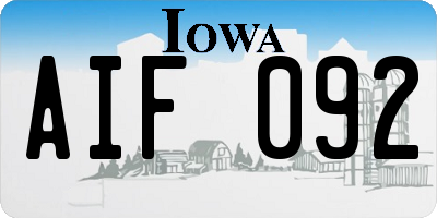 IA license plate AIF092