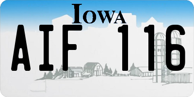 IA license plate AIF116