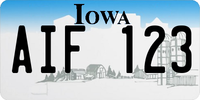 IA license plate AIF123