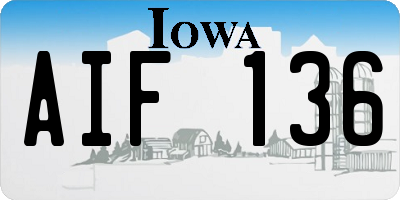 IA license plate AIF136