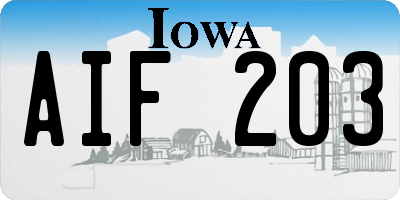 IA license plate AIF203