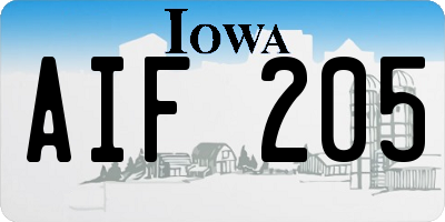 IA license plate AIF205
