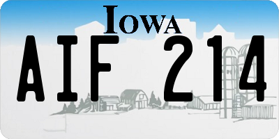 IA license plate AIF214