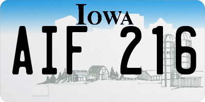 IA license plate AIF216