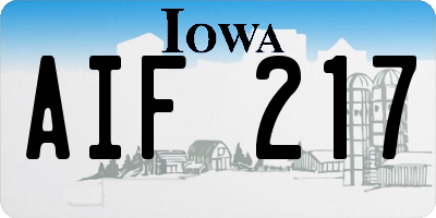 IA license plate AIF217