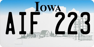 IA license plate AIF223