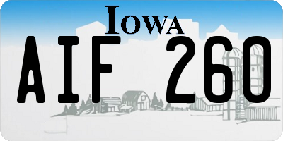 IA license plate AIF260