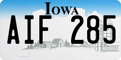IA license plate AIF285