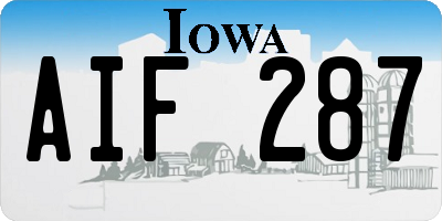 IA license plate AIF287