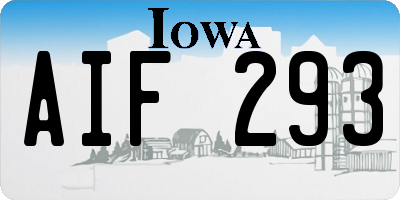 IA license plate AIF293