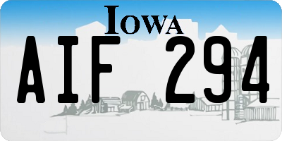 IA license plate AIF294