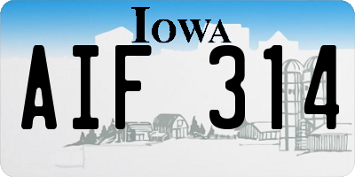 IA license plate AIF314