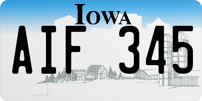 IA license plate AIF345