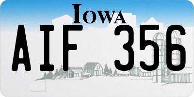 IA license plate AIF356
