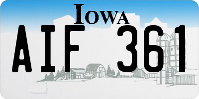 IA license plate AIF361