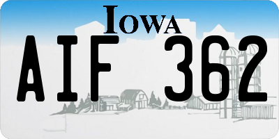 IA license plate AIF362