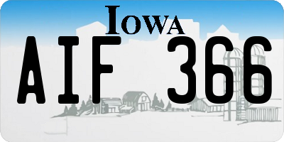 IA license plate AIF366