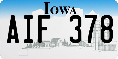 IA license plate AIF378