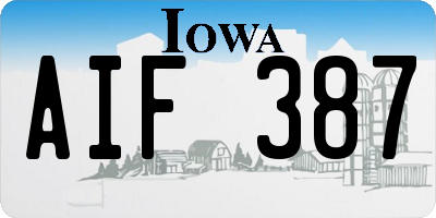 IA license plate AIF387