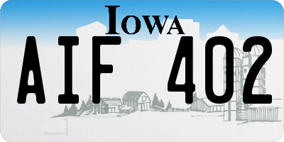 IA license plate AIF402