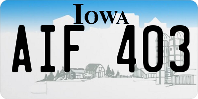 IA license plate AIF403