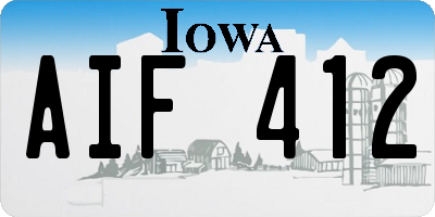 IA license plate AIF412