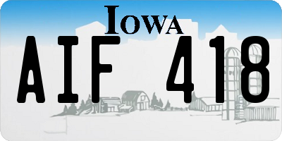 IA license plate AIF418