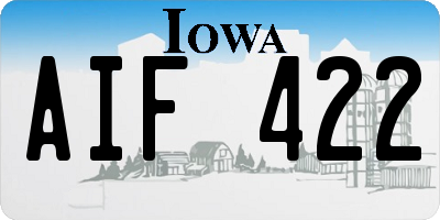 IA license plate AIF422